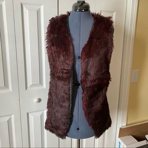 Oxblood and Black Fur Vest